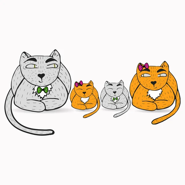 Illustration of family cats — Stock Vector