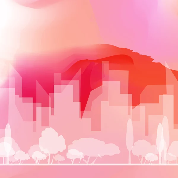 Silhouette de ville vectorielle sur fond aquarelle — Image vectorielle