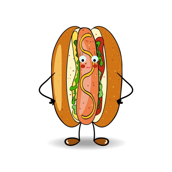 Ilustración Hot Dog para lugares de comida rápida. Vector — Vector de stock