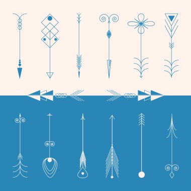 Ok küçük resim. Kabile Vintage Retro okları ayarlayın. Vektör 