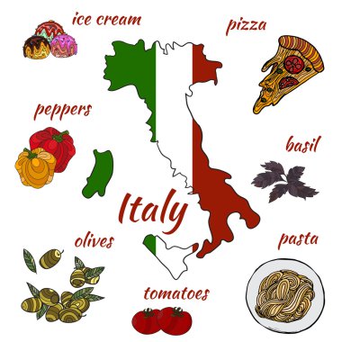 Vektör çizim İtalya Infographic unsurlarının el çekilmiş