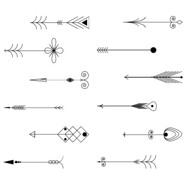 Ok küçük resim. Kabile Vintage Retro okları ayarlayın. Vektör 