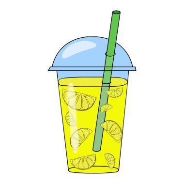 Vektör el limon, kireç yüzlü bir glas içinde çizilen illüstrasyon