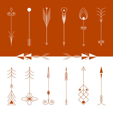 Ok küçük resim. Kabile Vintage Retro okları ayarlayın. Vektör 