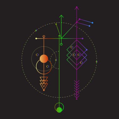 Kutsal geometri, vektör grafik tasarım öğeleri. 