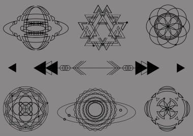 Kutsal geometri, vektör grafik tasarım öğeleri. Ayarla