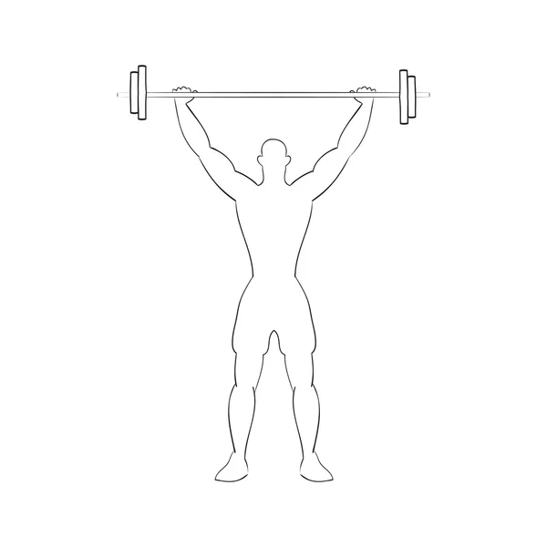 Hombre haciendo cuerpo deportivo con barra. Vector — Vector de stock