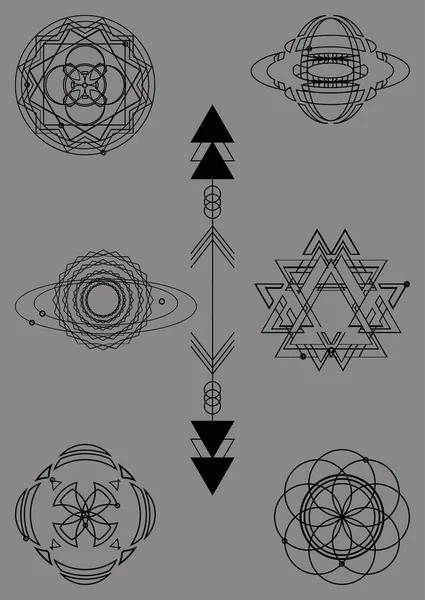 Geometría sagrada, elementos de diseño gráfico vectorial. Conjunto — Archivo Imágenes Vectoriales