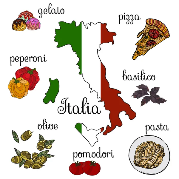 Ilustração vetorial desenhada à mão de elementos infográficos da Itália — Vetor de Stock