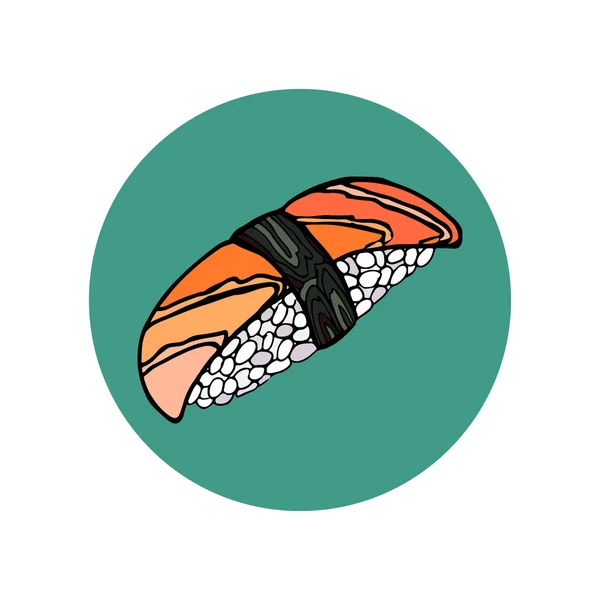 ロール寿司です。日本料理。手描きの背景イラスト — ストックベクタ