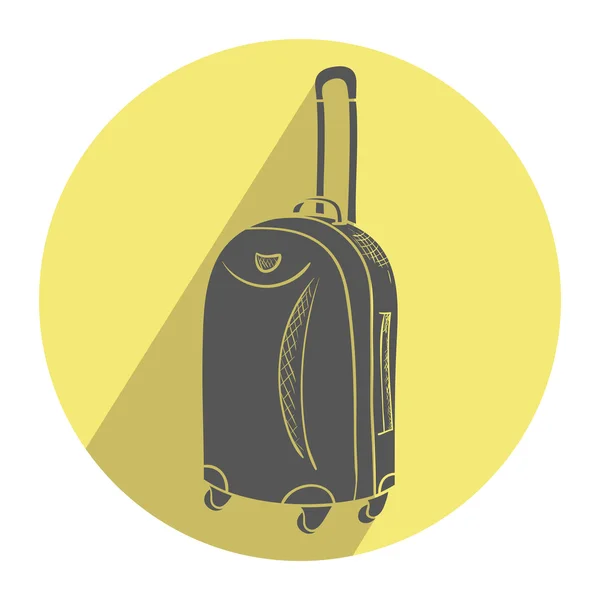 Χρώμα ταξίδια βαλίτσα με τροχούς ρεαλιστική σε άσπρο φόντο. — Διανυσματικό Αρχείο