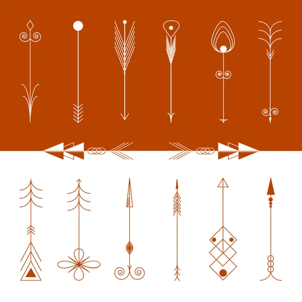 Arrow Clip art.  Tribal Vintage Retro Arrows Set. Vector — Stock Vector