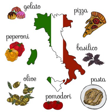 Vektör çizim İtalya Infographic unsurlarının el çekilmiş