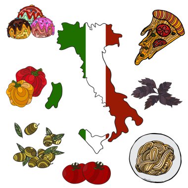 Vektör çizim İtalya Infographic unsurlarının el çekilmiş