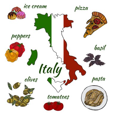Vektör çizim İtalya Infographic unsurlarının el çekilmiş