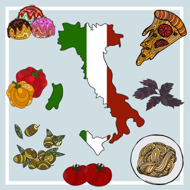 Vektör çizim İtalya Infographic unsurlarının el çekilmiş