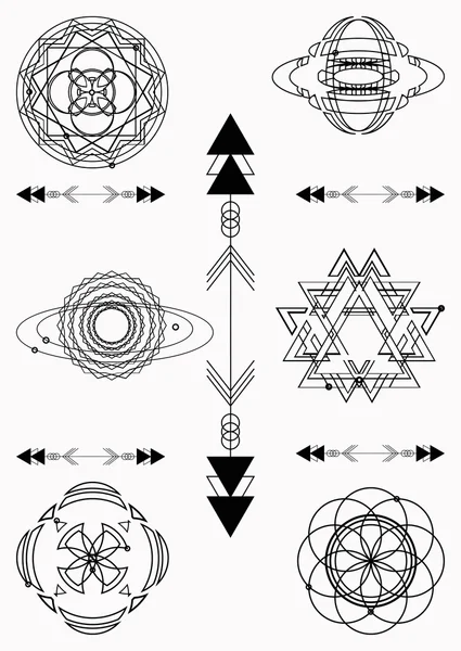 Sacred geometry, vector graphic design elements. Set — Stock Vector