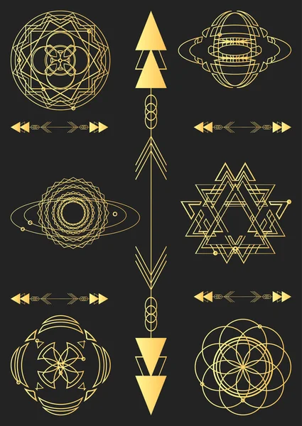 Geometría sagrada, elementos de diseño gráfico vectorial. Conjunto — Vector de stock