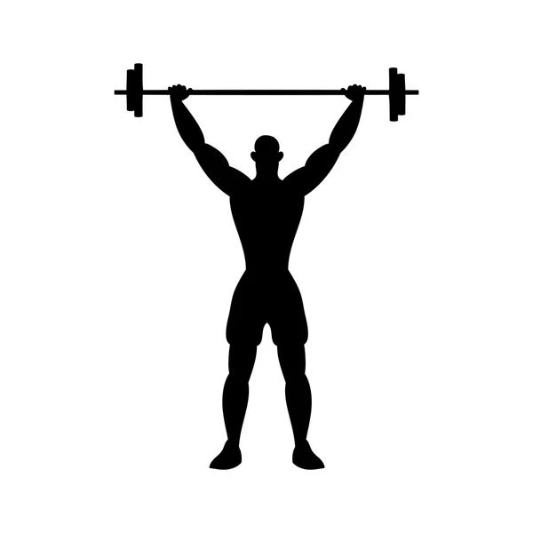 Man making sport body with barbell. Vector — Stock Vector