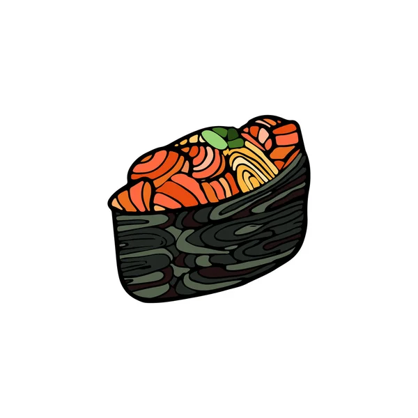 Rotolo di sushi. Cibo giapponese. Illustrazione del vettore disegnato a mano — Vettoriale Stock