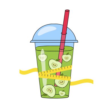 Elle çizilmiş smoothies ve skales. Kilo kaybı kavramı, hea