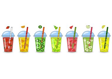 Smoothies, suları ile farklı tatlar kümesi. Kavramı 