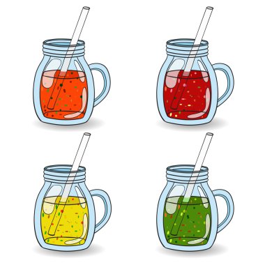 Smoothies, suları ile farklı tatlar kümesi. Kavramı 