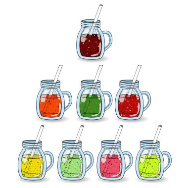Smoothies, suları ile farklı tatlar kümesi. Kavramı 