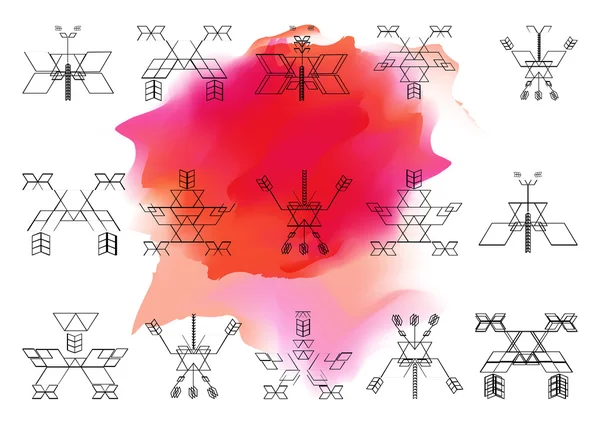 Kutsal Geometri'nin parlak deseni, su rengi arka planı. Vecto — Stok Vektör