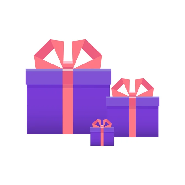 Set of gifts, box with ribbon. The concept congratulations deliv — Stock Vector