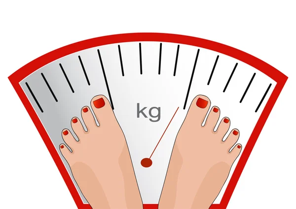 Διάνυσμα πόδια στην κλίμακα. Έννοια της απώλειας βάρους, υγιεινή lifest — Διανυσματικό Αρχείο
