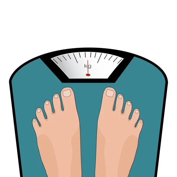 Vector fötter på skalan. Begreppet viktminskning, friska lifest — Stock vektor