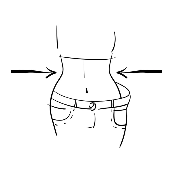 Vector dibujado a mano. Concepto adelgazamiento símbolo de pérdida de peso. Silueta — Archivo Imágenes Vectoriales