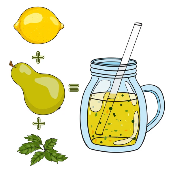 Vektor handgezeichnete Illustration von Frucht-Smoothie im Glas — Stockvektor