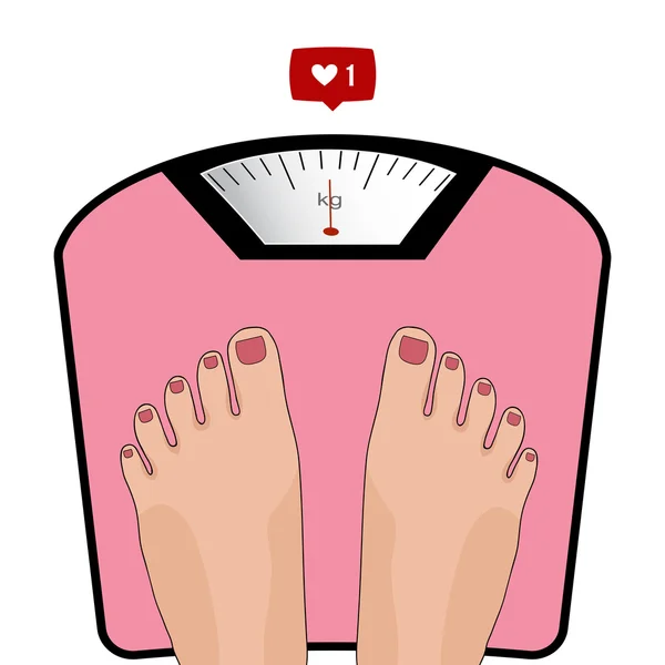 Vector fötter på skalan. Begreppet viktminskning, friska lifest — Stock vektor