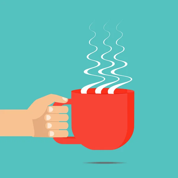 Tangan dengan cangkir atau kopi atau teh. Ilustrasi rata vektor  . Grafik Vektor