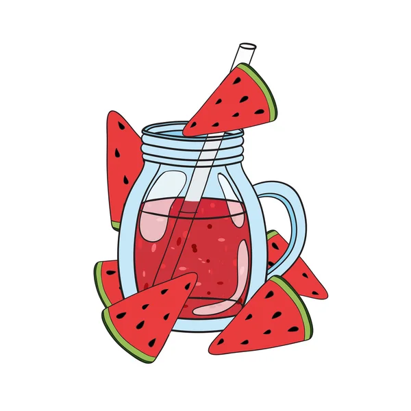 Vetor mão desenhada ilustração de smoothie em um copo — Vetor de Stock