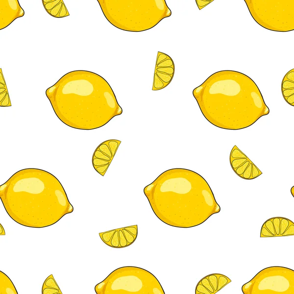 Vektor nahtloses Muster mit Zitronen. — Stockvektor