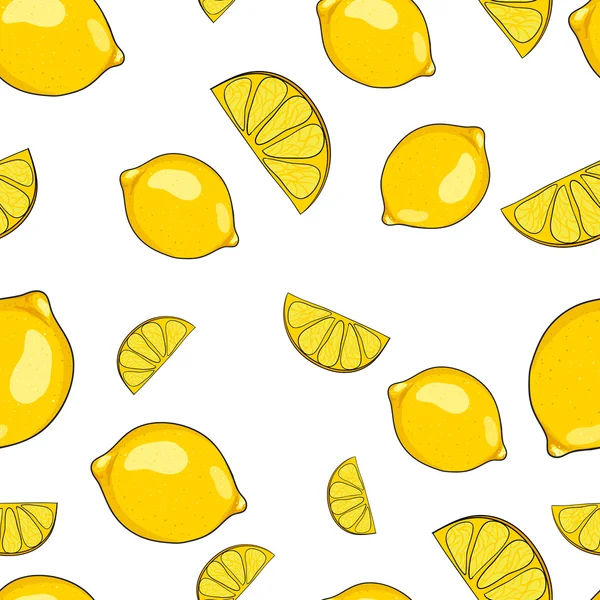 Vektor nahtloses Muster mit Zitronen. — Stockvektor