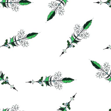 Dikişsiz el çekilmiş arka plan deseni ile okları. Vektör