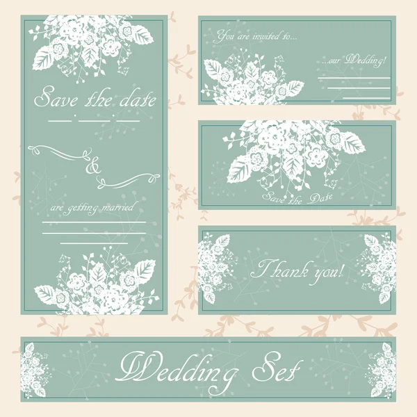 Hand drawn wedding invitation card, boho style, vector floral il — Stock Vector