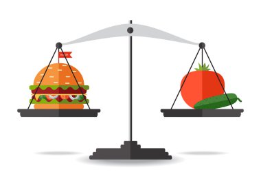 Vektör. Düz tasarım. Kilo verme, sağlıklı yaşam kavramı,