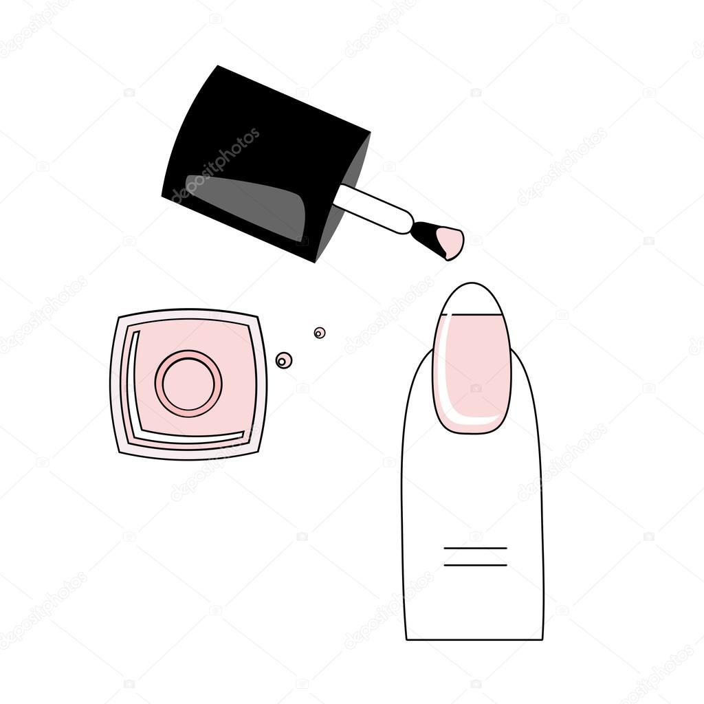 Vector illustration, different types of nail polish on the nails
