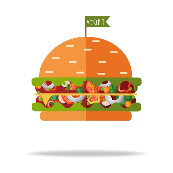 Plochá kreslená ilustrace. Vektor veganské Burger. — Stockový vektor