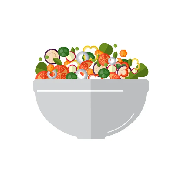 Cocinar ensalada con verduras frescas. Estilo plano. Vector ilustra — Archivo Imágenes Vectoriales