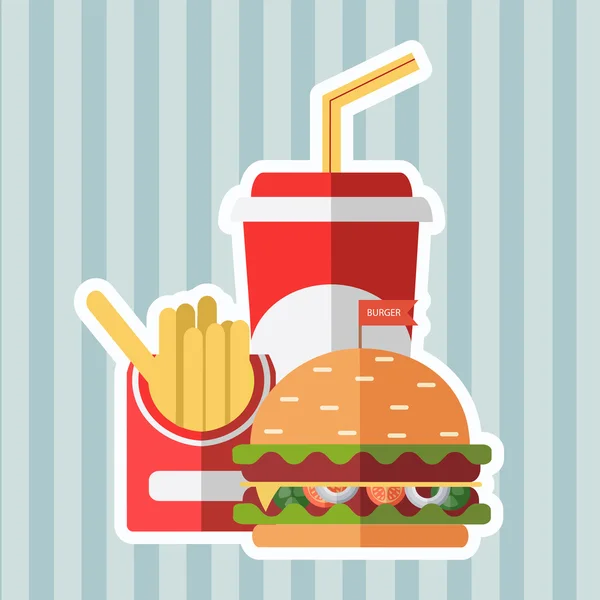 Fast food vector. Un grup de mese fast-food prietenoase . — Vector de stoc