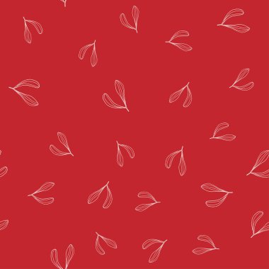 Modern tarzda kızıl kış deseni. Basit tasarım, grafik öğe. Çiçek vektörü Xmas kutlaması