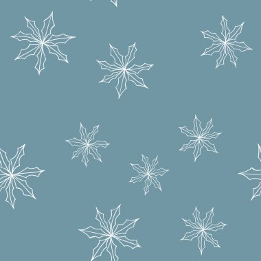 Modern tarzda mavi kış şablonu. Basit tasarım, grafik öğe. Çiçek vektörü Xmas kutlaması