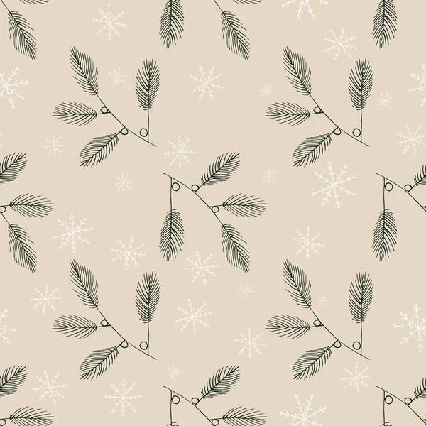 现代风格的老式冬季图案 简单的设计 图形元素 植物病媒圣诞节庆祝活动 — 图库矢量图片