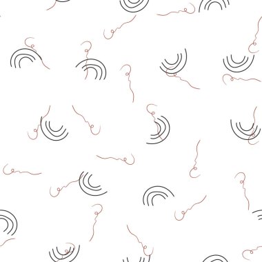 Moda soyut karalama kusursuz çizim. Siyah ve kırmızı renk, pastel vektör çizimi. Modern monokrom arkaplanı. 